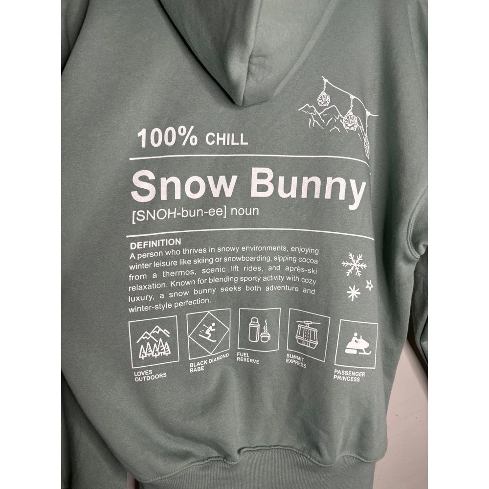 NWT Wild Fable Viral 100%‎ Chill Snow Bunny Recalled Target Hoodie Green Size M - Picture 5 of 7